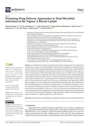 Promising Drug Delivery Approaches to Treat Microbial Infections in the Vagina: a Recent Update