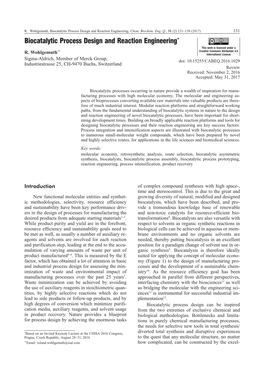 Biocatalytic Process Design and Reaction Engineering* This Work Is Licensed Under a ** Creative Commons Attribution 4.0 R