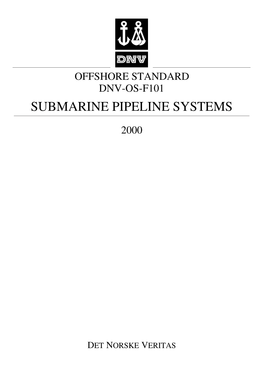 DNV-OS-F101: Submarine Pipeline Systems