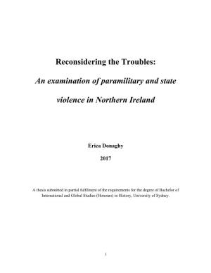 Reconsidering the Troubles: an Examination of Paramilitary and State Violence in Northern Ireland