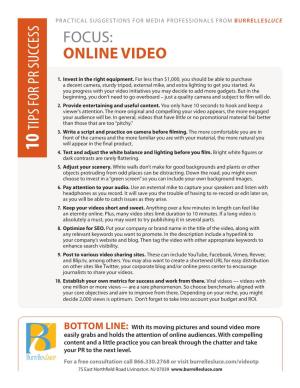 Online Video TIPS for PR SUCCESS