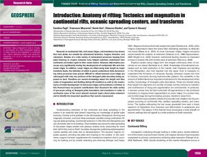 Anatomy of Rifting: Tectonics and Magmatism in Continental Rifts, Oceanic Spreading Centers, and Transforms GEOSPHERE; V