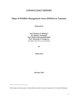 CONSULTANCY REPORT Maps of Wildlife Management Areas
