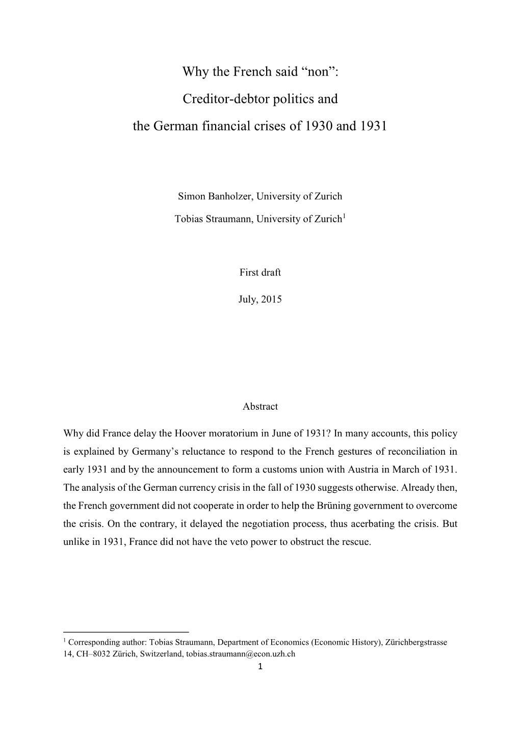 The German Currency Crisis of 1930