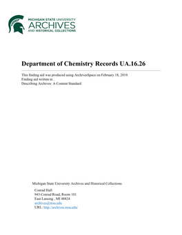 Department of Chemistry Records UA.16.26