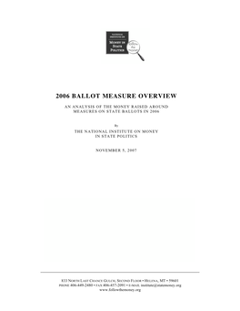 2006 Ballot Measure Overview