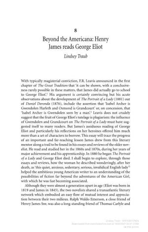 Henry James Reads George Eliot Lindsey Traub