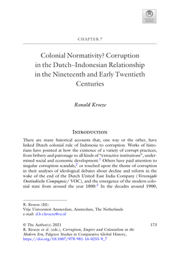 Corruption in the Dutch–Indonesian Relationship in the Nineteenth and Early Twentieth Centuries