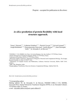 In Silico Prediction of Protein Flexibility with Local Structure Approach