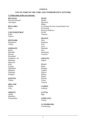 Annex Ii List of Nodes of the Core and Comprehensive Network 1
