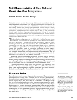 Soil Characteristics of Blue Oak and Coast Live Oak Ecosystems1