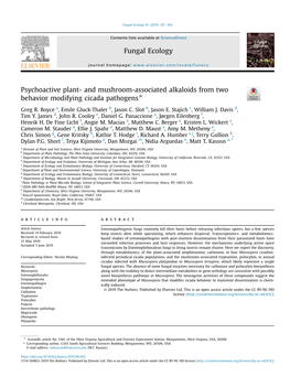 And Mushroom-Associated Alkaloids from Two Behavior Modifying Cicada Pathogens*