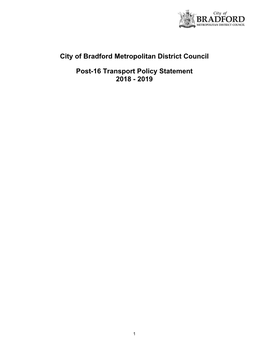 City of Bradford Metropolitan District Council Post-16 Transport Policy