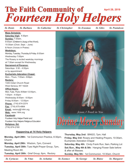 April 28, 2019 Happening at 14 Holy Helpers St. Cyriacus St. Vitas St