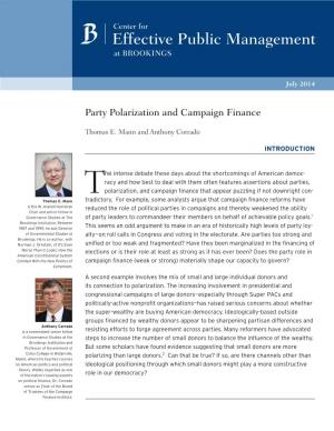 Party Polarization and Campaign Finance