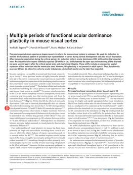 Multiple Periods of Functional Ocular Dominance Plasticity in Mouse Visual Cortex