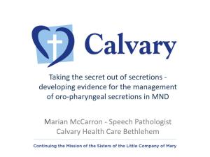 Marian Mccarron - Speech Pathologist Calvary Health Care Bethlehem Outcomes