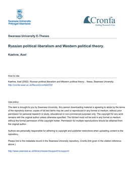 Russian Political Liberalism and Western Political Theory