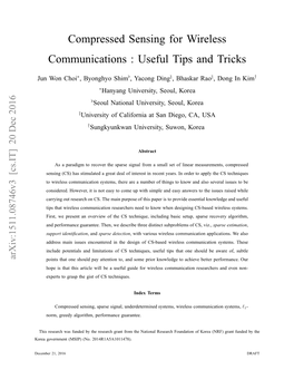 Compressed Sensing for Wireless Communications