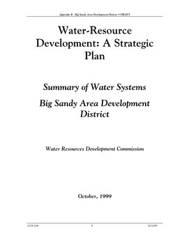 Big Sandy Area Development District • DRAFT Water-Resource Development: a Strategic Plan