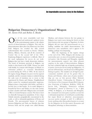 Bulgarian Democracy's Organization Weapon: Political Parties And
