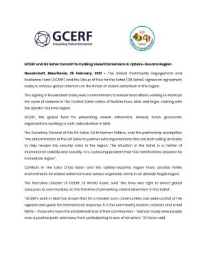 GCERF and G5 Sahel Commit to Curbing Violent Extremism in Liptako-Gourma Region