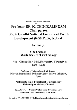 Prof. (Dr.). K. CHOCKALINGAM