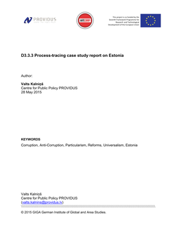 D3.3.3 Process-Tracing Case Study Report on Estonia