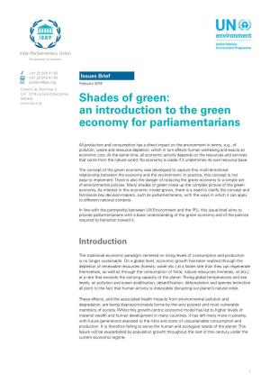 An Introduction to the Green Economy for Parliamentarians