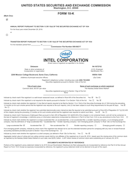 INTEL CORPORATION (Exact Name of Registrant As Specified in Its Charter) Delaware 94-1672743 State Or Other Jurisdiction of (I.R.S