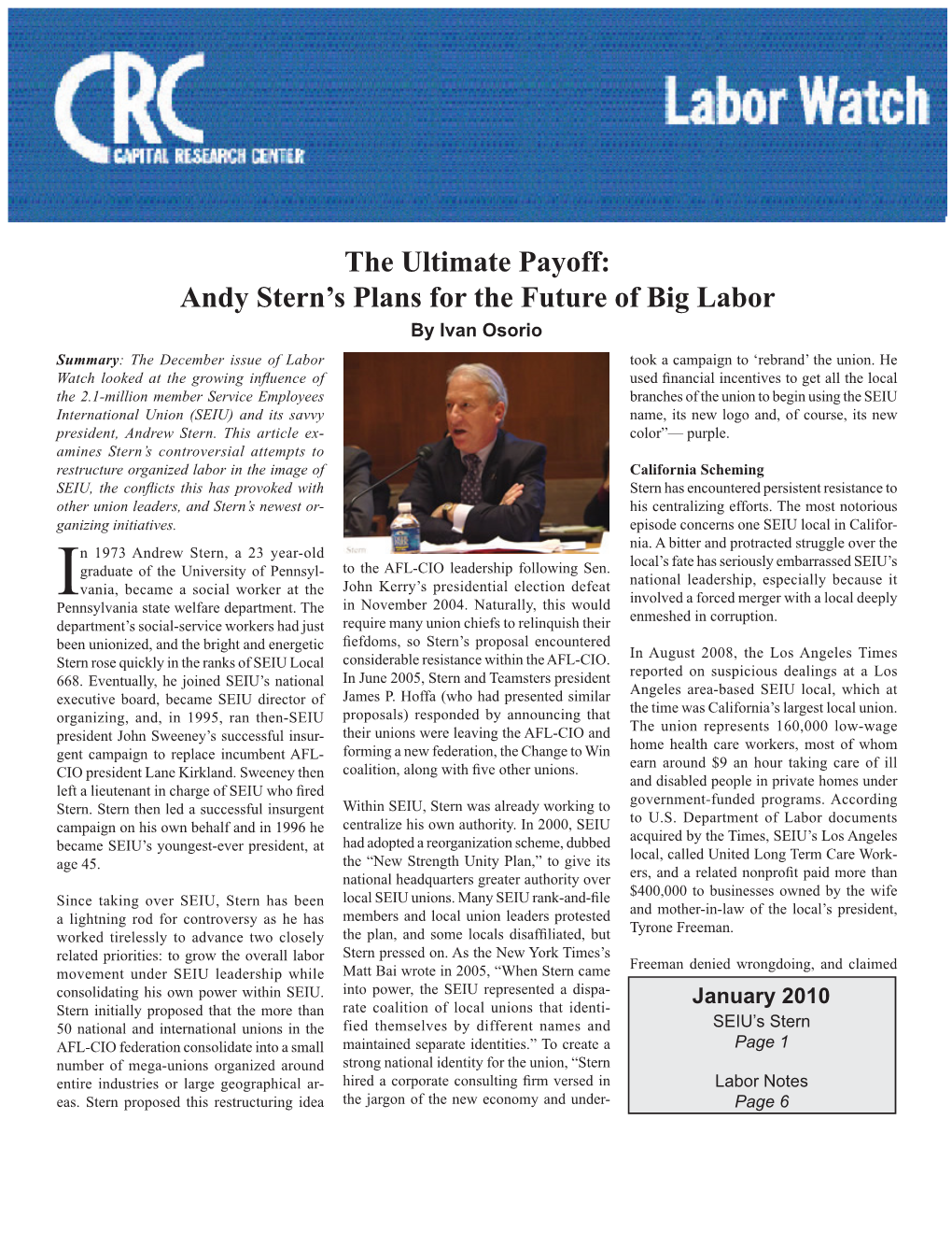 Andy Stern's Plans for the Future of Big Labor