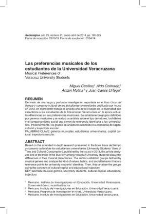 Las Preferencias Musicales De Los Estudiantes De La Universidad Veracruzana Musical Preferences of Veracruz University Students