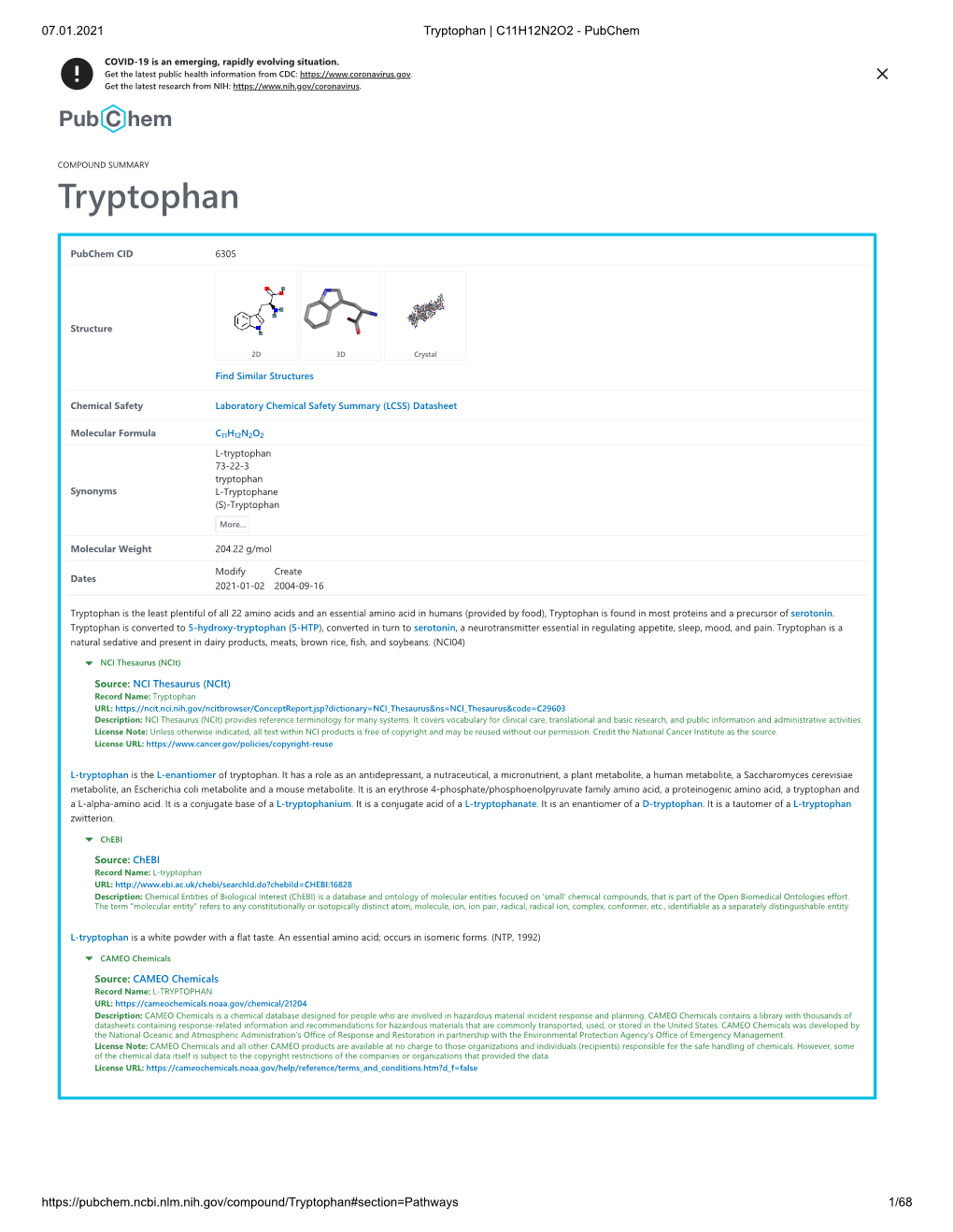 Tryptophan | C11H12N2O2 - Pubchem