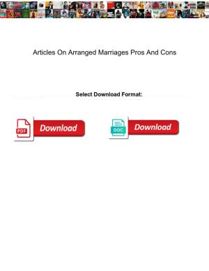 Articles on Arranged Marriages Pros and Cons