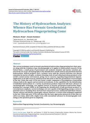 Whence Has Forensic Geochemical Hydrocarbon Fingerprinting Come