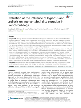 Evaluation of the Influence of Kyphosis and Scoliosis on Intervertebral Disc Extrusion in French Bulldogs Maria Claudia C
