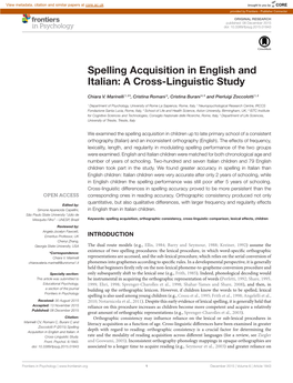 Spelling Acquisition in English and Italian: a Cross-Linguistic Study