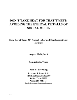 Don't Take Heat for That Tweet: Avoiding the Ethical Pitfalls of Social Media