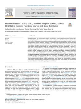 Endothelins (EDN1, EDN2, EDN3) and Their Receptors (EDNRA, EDNRB, EDNRB2) in Chickens Functional Analysis and Tissue Distributi
