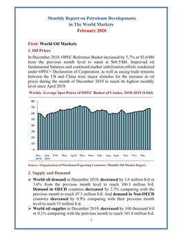 Monthly Report on Petroleum Developments in the World Markets February 2020