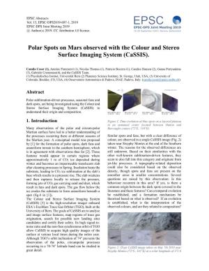 Polar Spots on Mars Observed with the Colour and Stereo Surface Imaging System (Cassis)