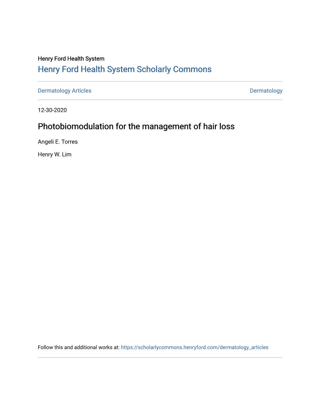 Photobiomodulation for the Management of Hair Loss