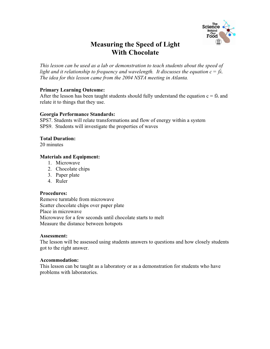 Measure the Speed of Light with Chocolate and a Microwave