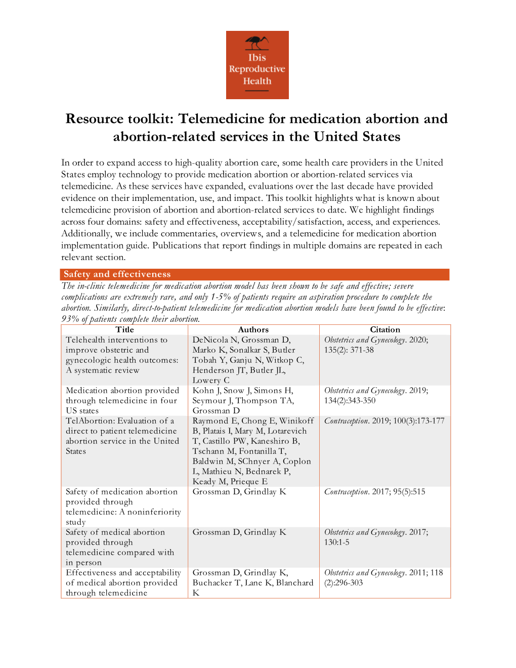 Resource Toolkit: Telemedicine for Medication Abortion and Abortion-Related Services in the United States