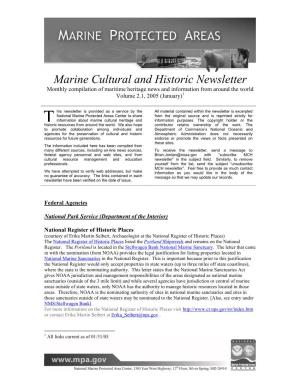 Marine Cultural and Historic Newsletter Monthly Compilation of Maritime Heritage News and Information from Around the World Volume 2.1, 2005 (January)1