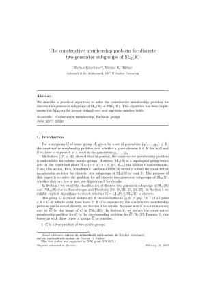 The Constructive Membership Problem for Discrete Two-Generator Subgroups of SL2(R)