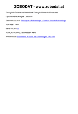 Beiträge Zur Entomologie = Contributions to Entomology