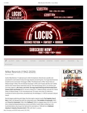 Mike Resnick (1942-2020) – Locus Online