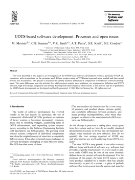 COTS-Based Software Development: Processes and Open Issues