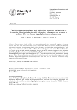 Total Intravenous Anesthesia with Midazolam, Ketamine